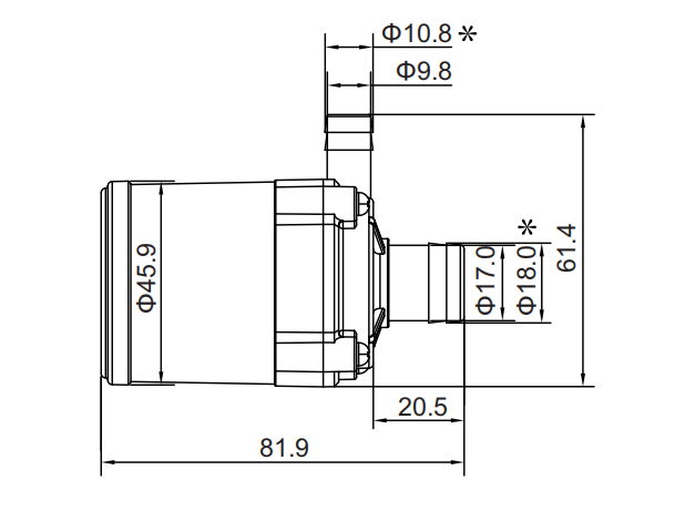 Brushless DC Pump 12V B10-A  dimension