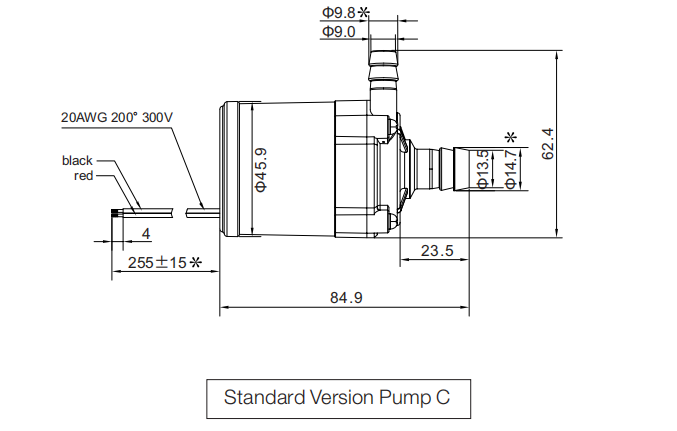 Brushless DC Motor Pump B10C DIMENSION